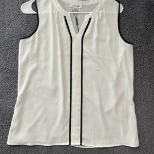 Calvin Klein White Blouse with Black Trim
